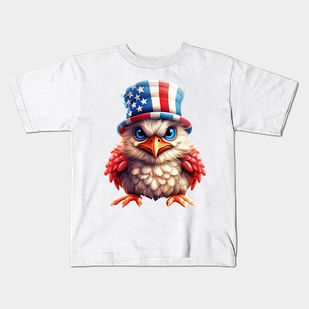 Patriot Farm Chicken Kids T-Shirt by Chromatic Fusion Studio